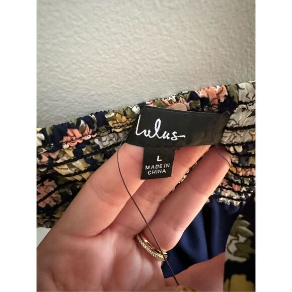 NWT Lulus It's a Perfect Pick Navy Blue Floral Print Cutout Maxi Dress Women’s L - Picture 8 of 10